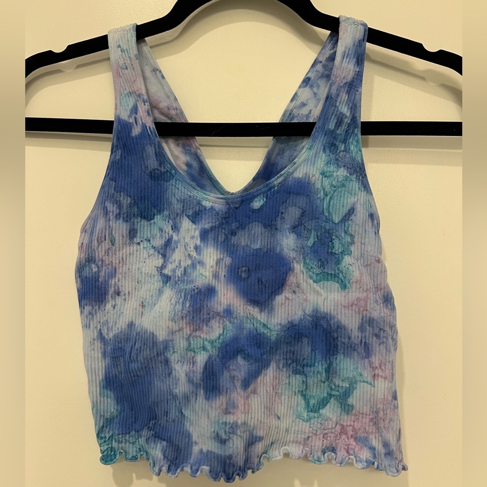 Spiritual Gangster Blue Tie-Dye Crop Top